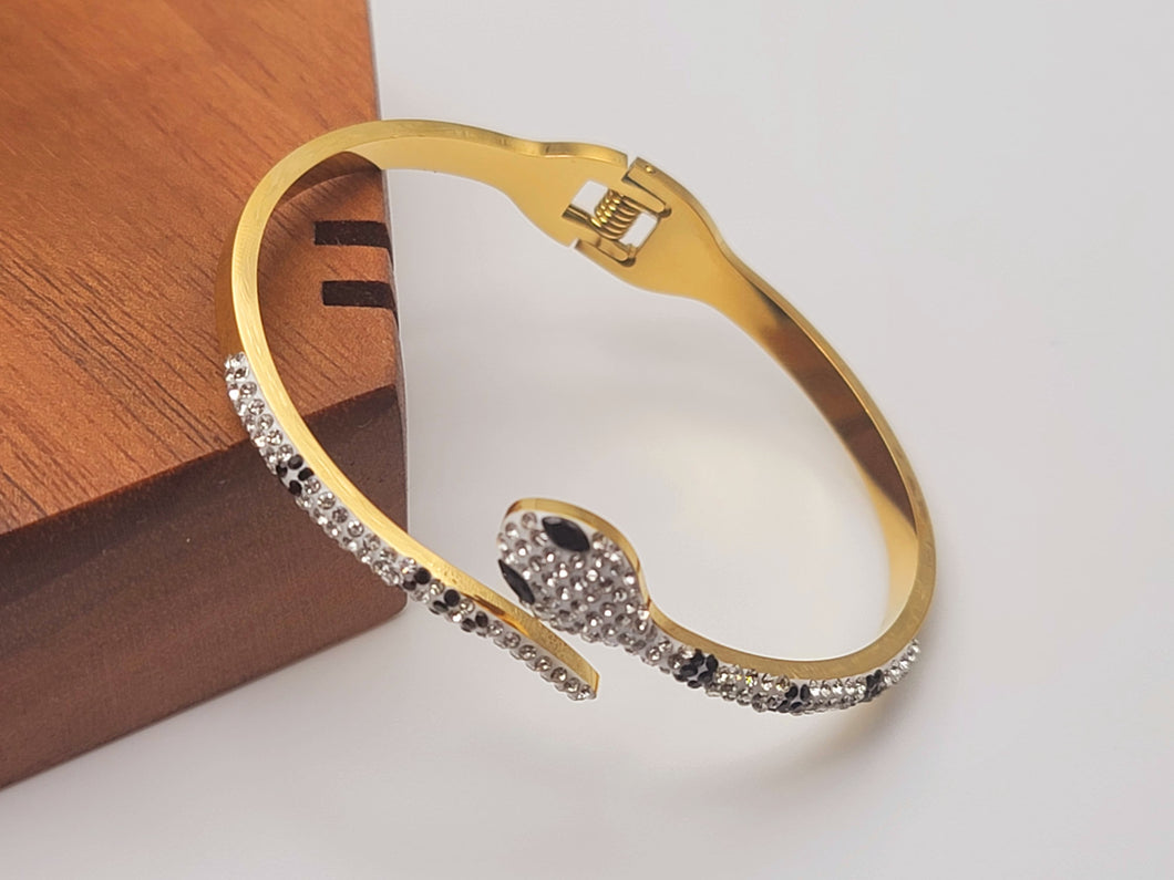 Trendy Full Zircon Snake Bracelet Gold Open High-End Bangle