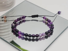 Load image into Gallery viewer, djustable Amethyst Beaded Bracelet - 6MM Beads - Beautiful Gift for Her or Him
