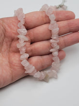 Load image into Gallery viewer, Rose  Quartz Chip Choker Necklace Silver tone Gorgeous Choker
