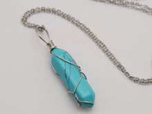 Load image into Gallery viewer, Crystal Necklace Silver Wrapped Turquoise Healing Crystal Point Necklace
