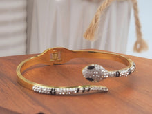 Load image into Gallery viewer, Trendy Full Zircon Snake Bracelet Gold Open High-End Bangle
