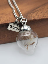 Load image into Gallery viewer, Wish Necklace in Glass With Natural Dandelion Seeds inside
