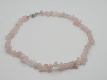 Load image into Gallery viewer, Rose  Quartz Chip Choker Necklace Silver tone Gorgeous Choker
