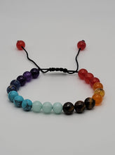 Load image into Gallery viewer, Adjustable 7 Chakra Bracelet, , Meditation Healing, Crystal Healing, Beaded Bracelet 8mm
