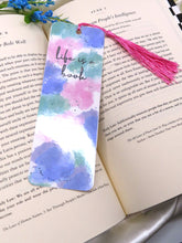 Load image into Gallery viewer, Cute Colorful Bookmark with Pink Tassel , Floral Bookmark ,Life is A Book
