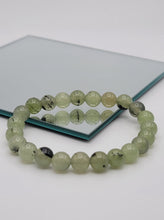 Load image into Gallery viewer, Prehnite Epidote Bracelet, Prehnite Bracelet, 8mm Stretch Bracelet, Beaded Bracelet, Epidote Jewelry, Heart Chakra, Abundance Manifestation
