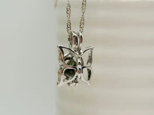 Load image into Gallery viewer, 100% Genuine Natural Moldavite Butterfly Locker Necklace  Silver Tone
