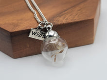 Load image into Gallery viewer, Wish Necklace in Glass With Natural Dandelion Seeds inside
