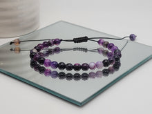 Load image into Gallery viewer, djustable Amethyst Beaded Bracelet - 6MM Beads - Beautiful Gift for Her or Him
