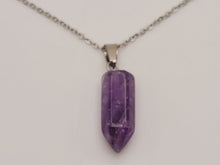 Load image into Gallery viewer, Amethyst Point crystal Necklace , Amethyst Silver pendant necklace
