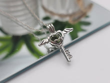 Load image into Gallery viewer, 100% Genuine Natural Moldavite Heart Locker Necklace  Silver Tone
