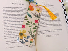 Load image into Gallery viewer, Cute Floral Bookmark with Yellow Tassel , Flowers Bookmark
