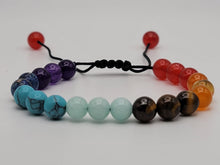 Load image into Gallery viewer, Adjustable 7 Chakra Bracelet, , Meditation Healing, Crystal Healing, Beaded Bracelet 8mm
