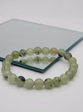 Load image into Gallery viewer, Prehnite Epidote Bracelet, Prehnite Bracelet, 8mm Stretch Bracelet, Beaded Bracelet, Epidote Jewelry, Heart Chakra, Abundance Manifestation
