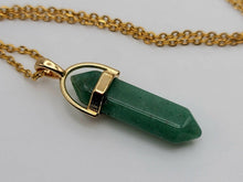 Load image into Gallery viewer, Elegant Gold Wire Wrapped Green Aventurine Point Necklace - 18 Inches
