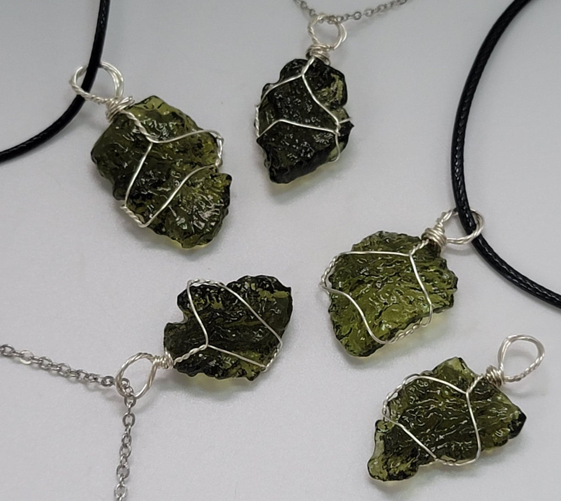 Genuine Moldavite Necklace 100 % Natural Sterling Silver – LB