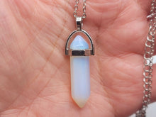 Load image into Gallery viewer, Opal Healing Crystal Point Necklace Gold tone Handmade
