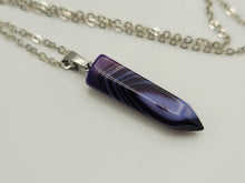 Load image into Gallery viewer, Natural Handmade Crystal Necklace Silver Tone Blue Agate, Pink Agate, Purple Agate
