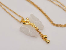 Load image into Gallery viewer, Trendy Butterfly necklace Gold tone - Milky Quartz Butterfly Necklace
