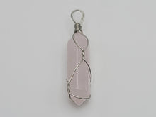 Load image into Gallery viewer, Gold Wire Wrapped Rose Quartz Healing Crystal Point Necklace
