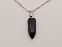 Load image into Gallery viewer, Elegant Black Obsidian Point Necklace - Silver Tone Perfect gift
