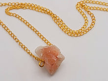 Load image into Gallery viewer, RAW Sun Stone Healing Crystal Necklace Gold Tone
