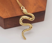 Load image into Gallery viewer, Silver &amp; Gold Snake Necklace | Minimalist Snake Charm Pendant | Delicate Necklace | Snake Pendant | Serpent Necklace | Snake Lover Gift
