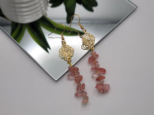 Load image into Gallery viewer, Handmade Strawberry Quartz Natural Drop Earrings , Stone Earrings
