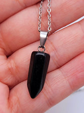 Load image into Gallery viewer, Elegant Black Obsidian Point Necklace - Silver Tone Perfect gift
