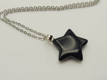 Load image into Gallery viewer, Elegant Black Obsidian Star Necklace For Every Occasion Silver Tone
