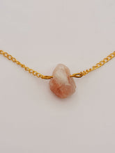 Load image into Gallery viewer, RAW Sun Stone Healing Crystal Necklace Gold Tone
