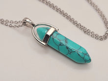 Load image into Gallery viewer, Turquoise Healing Crystal Point Necklace Gold tone
