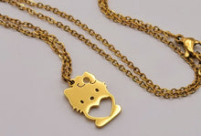 Load image into Gallery viewer, Kitty Pendant Necklace - Trendy Kitty necklace Gold tone
