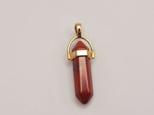 Load image into Gallery viewer, Red Jasper Gold Tone Point Necklace Powerful Stone Pendant Necklace
