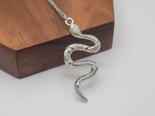 Load image into Gallery viewer, Silver &amp; Gold Snake Necklace | Minimalist Snake Charm Pendant | Delicate Necklace | Snake Pendant | Serpent Necklace | Snake Lover Gift
