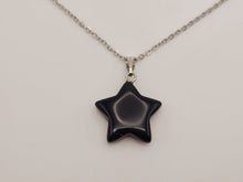 Load image into Gallery viewer, Elegant Black Obsidian Star Necklace For Every Occasion Silver Tone
