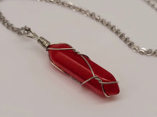 Load image into Gallery viewer, Red Jade Wire wrapped  Crystal Necklace Red Quartz
