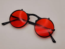 Load image into Gallery viewer, Steampunk Goggles Glasses Round Sunglasses Emo Retro Vintage Flip Up red
