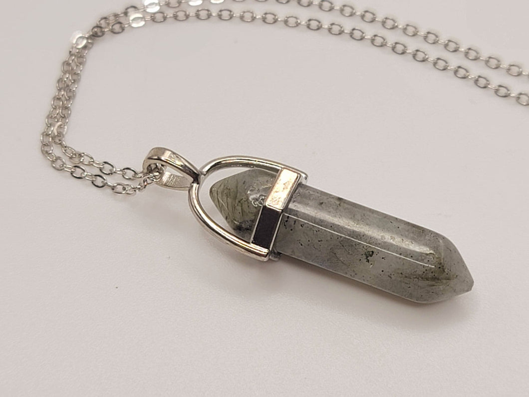 Labradorite Point Necklace Genuine Handmade Silver Tone