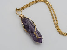 Load image into Gallery viewer, Elegant Gold Wire Wrapped Amethyst Point Necklace - Perfect Gift for Her
