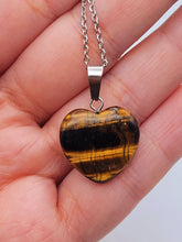 Load image into Gallery viewer, Crystal Necklace Silver Wire Tiger eye Heart Healing Crystal Necklace
