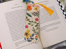 Load image into Gallery viewer, Cute Floral Bookmark with Yellow Tassel , Flowers Bookmark
