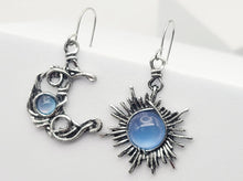 Load image into Gallery viewer, Handmade Blue Chalcedony Natural Drop Earrings , Moon &amp; Sun
