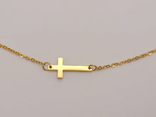Load image into Gallery viewer, Dainty  Necklace - Cross Necklace Handmade Gold Tone necklace
