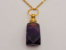 Load image into Gallery viewer, fluorite perfume bottle necklace Handmade necklace, Gold tone perfume bottle
