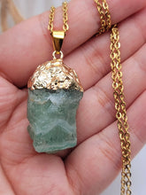 Load image into Gallery viewer, Raw Crystal Fluorite Stone Necklace Healing crystal Necklace
