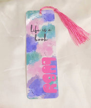 Load image into Gallery viewer, Cute Colorful Bookmark with Pink Tassel , Floral Bookmark ,Life is A Book
