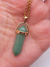 Load image into Gallery viewer, Elegant Gold Wire Wrapped Green Aventurine Point Necklace - 18 Inches
