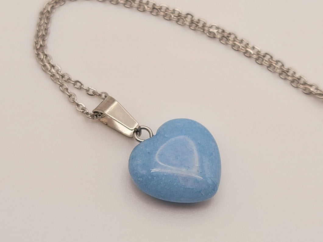 Blue Chalcedony Heart necklace Powerful necklace Healing Energy Necklace