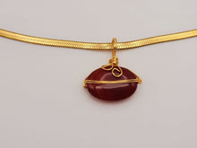 Load image into Gallery viewer, Natural Handmade Crystal Choker Necklace Gold Wire Wrapped Carnelian Stainless Steel
